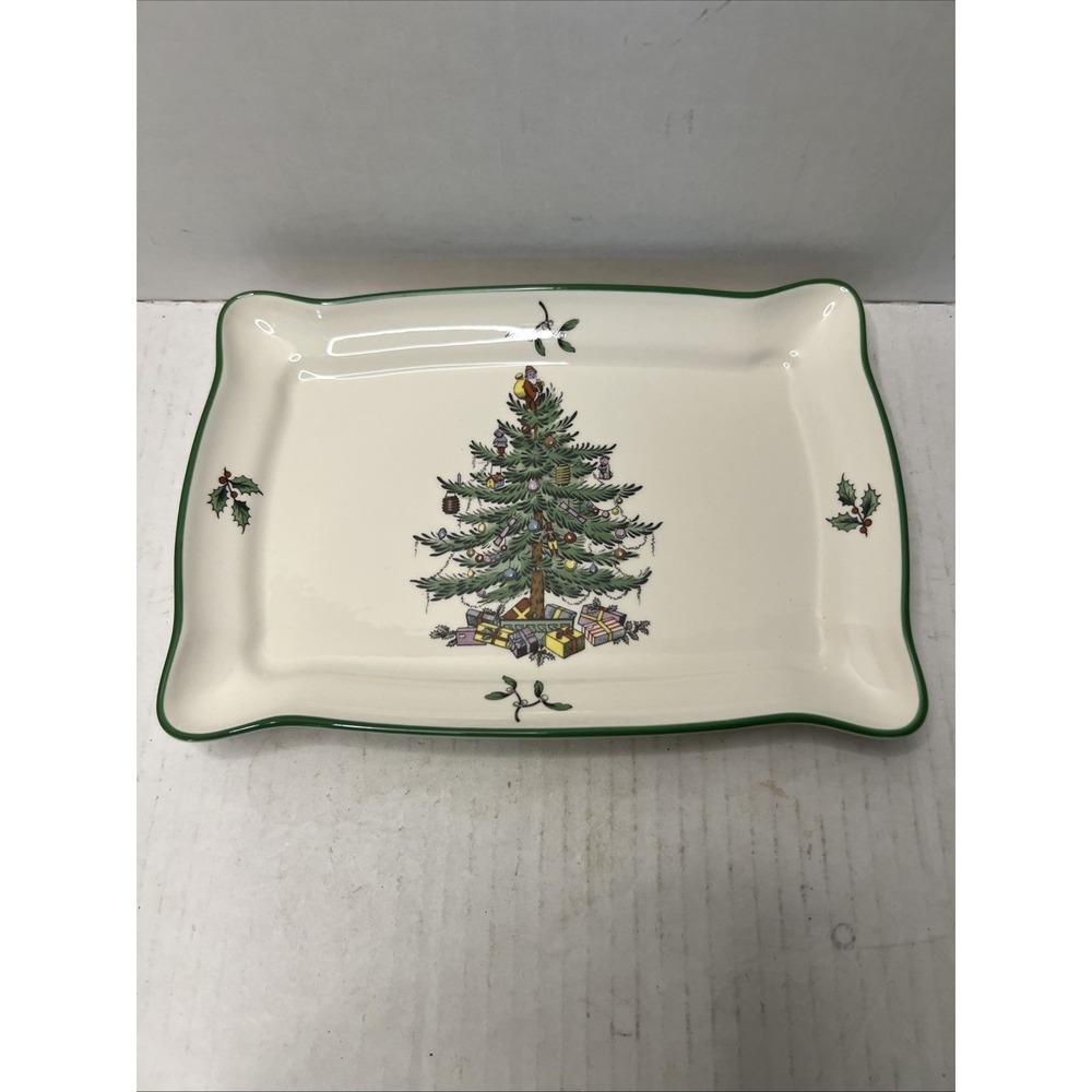 Vintage Spode Canapé Christmas Tree 8 1/4"" Platter Tray New In Box